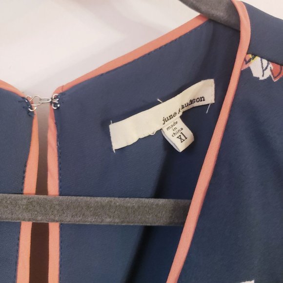 June and Hudson wide leg pant suit size 1X cropped floral hunter green pink - Picture 4 of 15